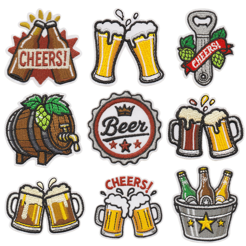 Wine Beer Difference - Креативная вышитая нашивка с элементами пива: